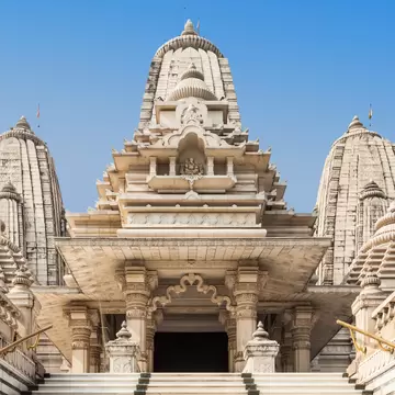 Facade of Birla Mandir, a Hindu temple located in Kolkata, West Bengal, India.
