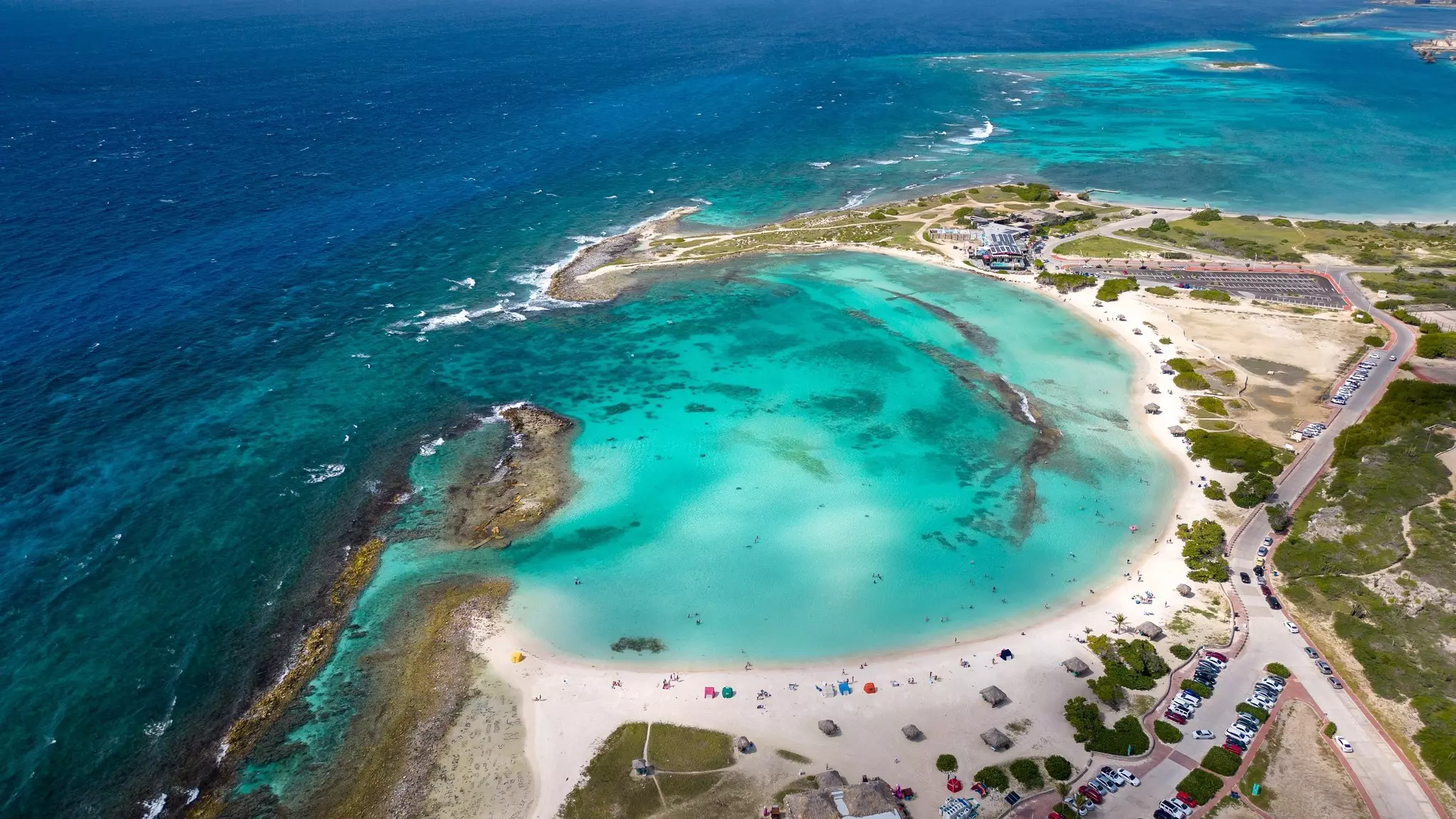 Baby Beach Aruba, Perfect beach, great for snorkeling, with calm waters, transparent in the Caribbean Sea with tricky blue waters. Great beach for children.