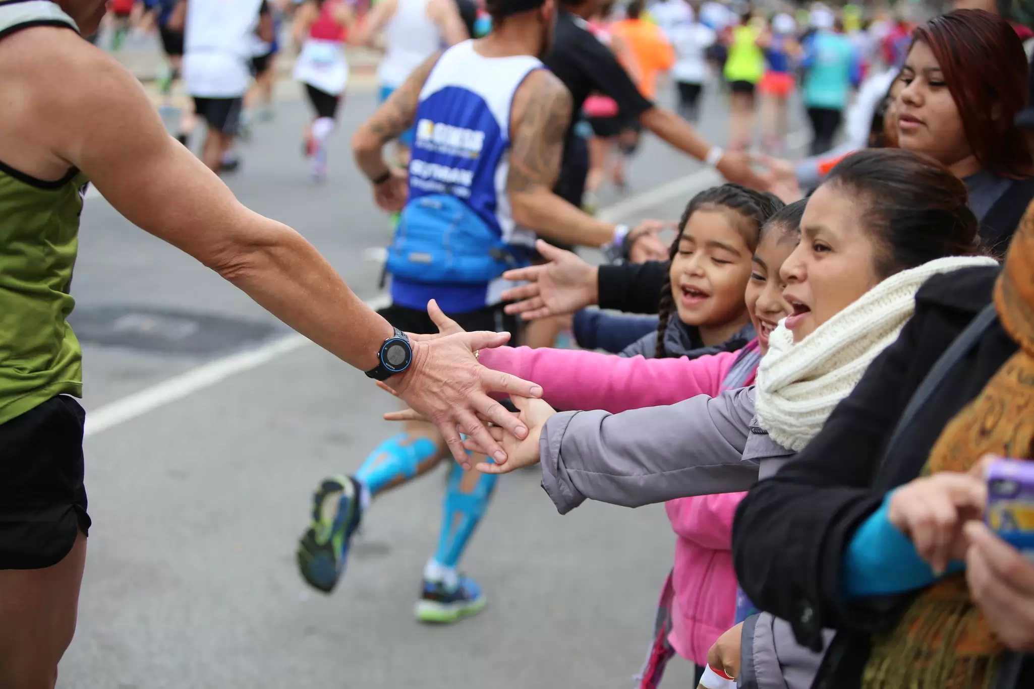 Runners taking part in a big-city marathon