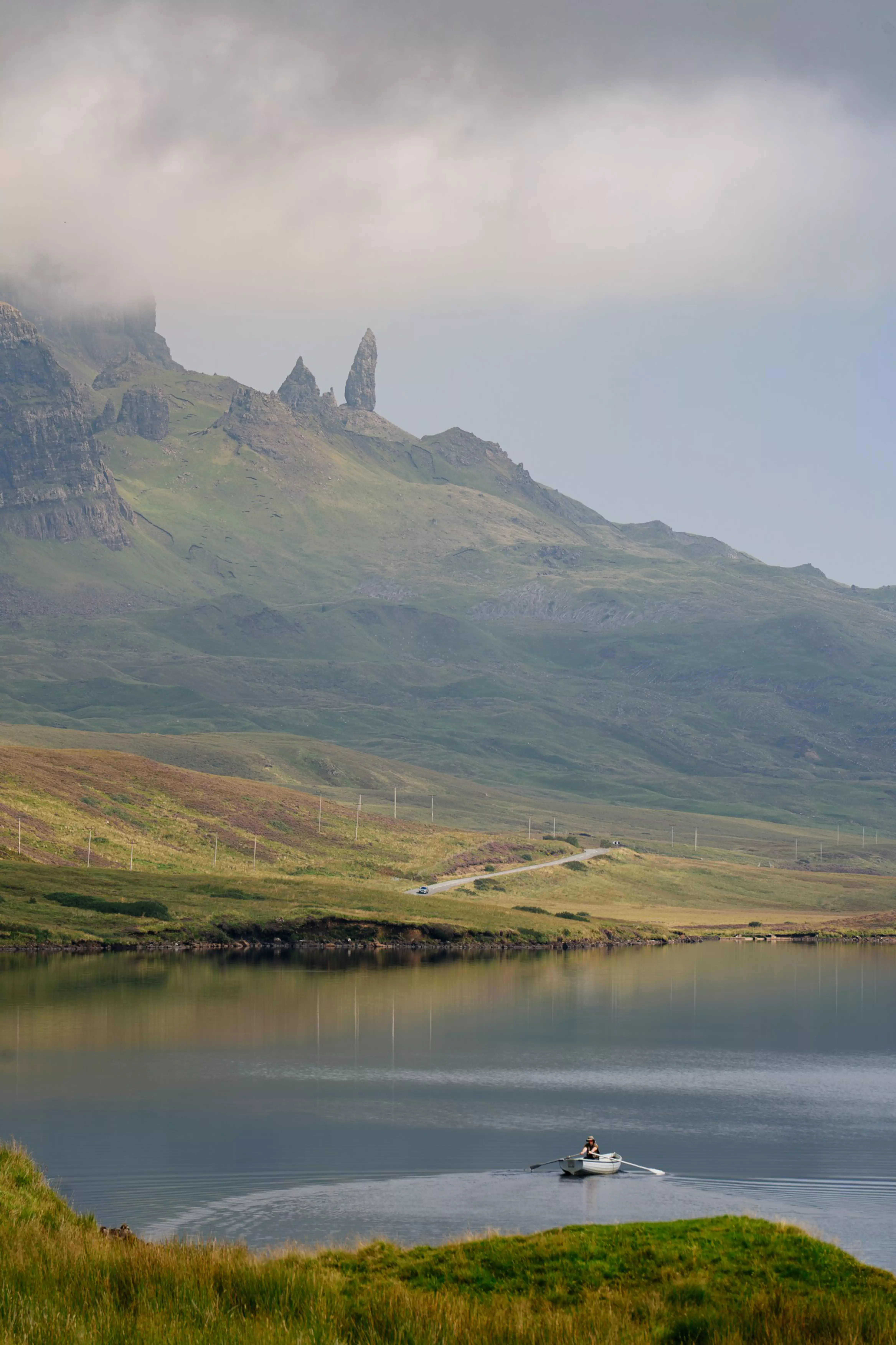 A view of the Old Man of Storr and Loch Fada.