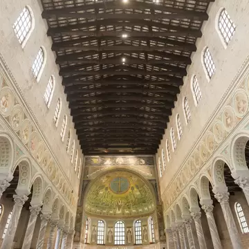 RAVENNA, ITALY - JULY 22, 2014: interior of the medieval church of Sant'Apollinare in Classe, built from 6th century.