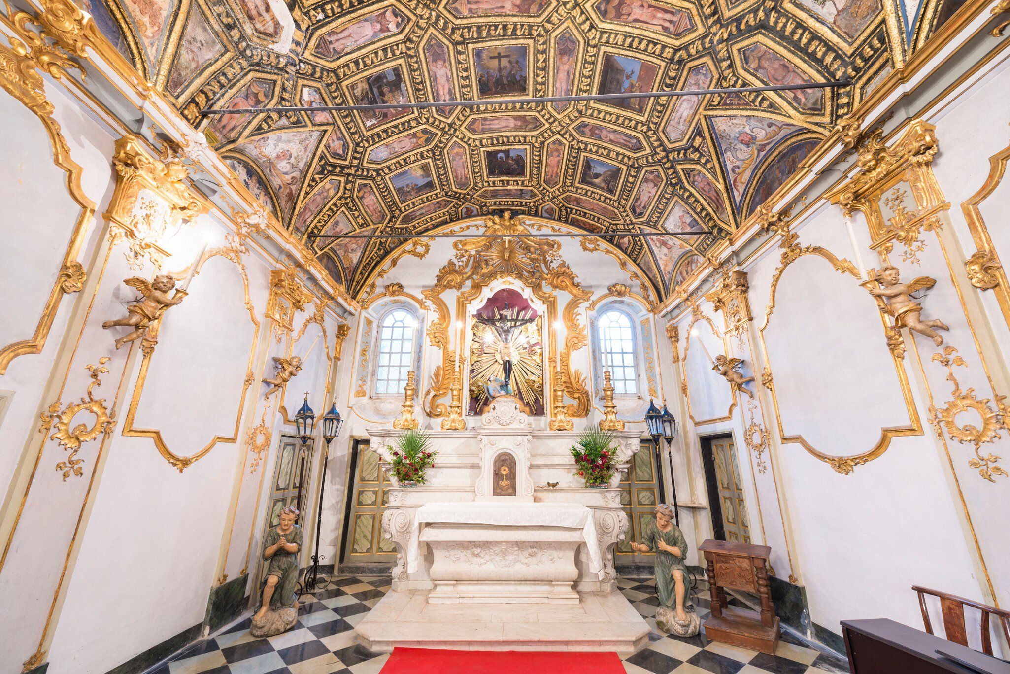 Interior oif Saint Croix (Église Ste-Croix) church in  Corsica, Bastia, France.