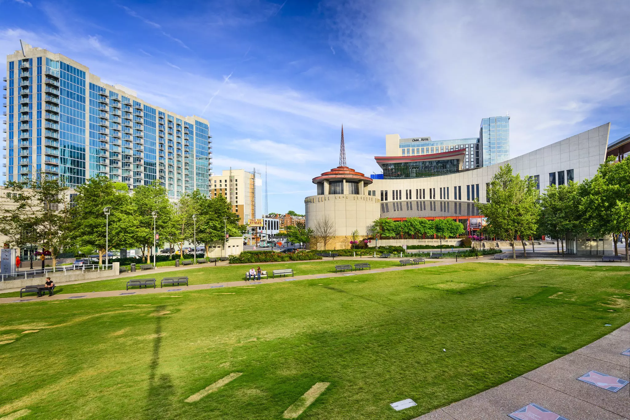 Country Music Hall of Fame viewed from Music City Walk of Fame Park