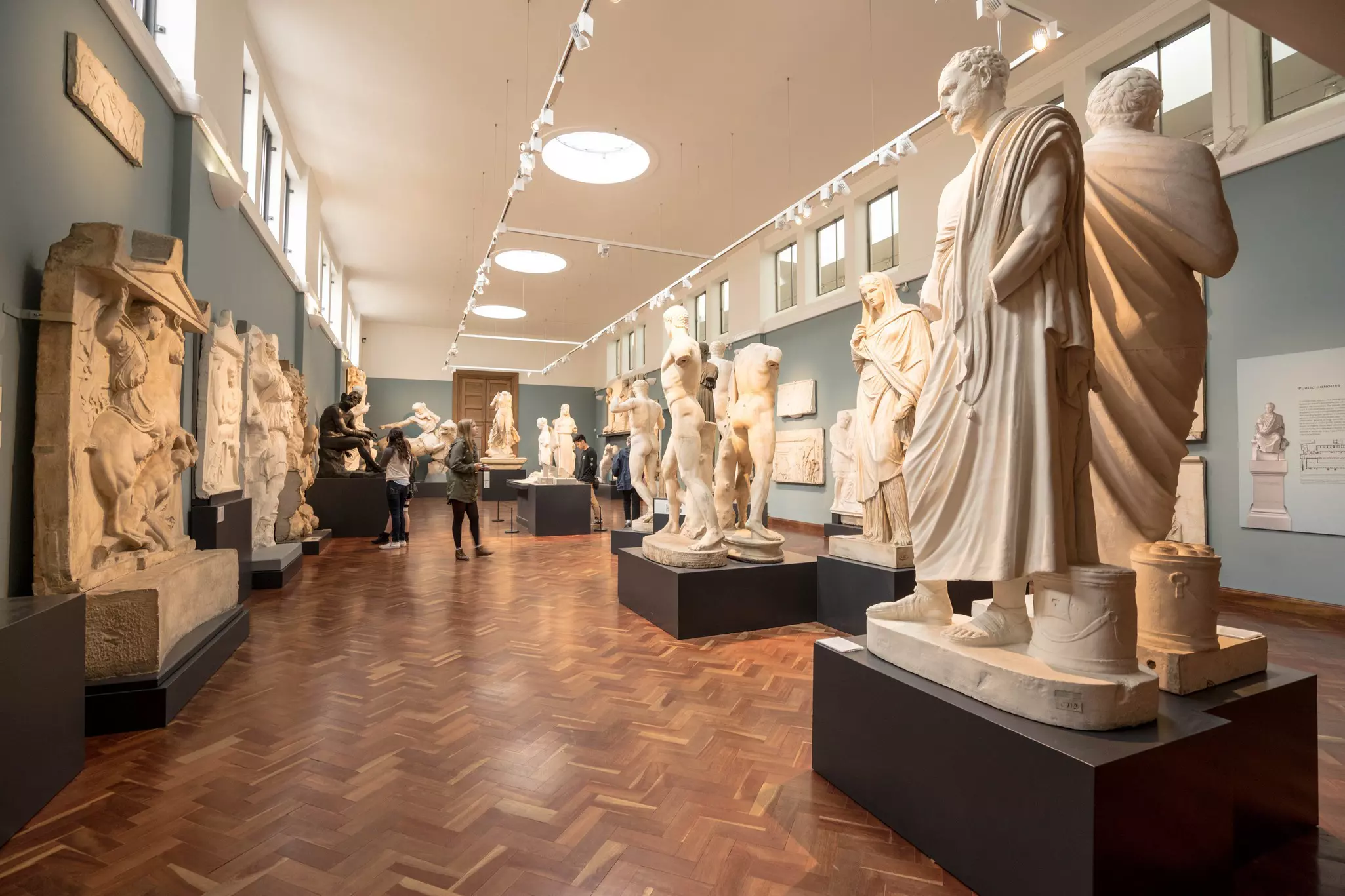 Classical statues inside the Ashmolean Museum in Oxford, England.