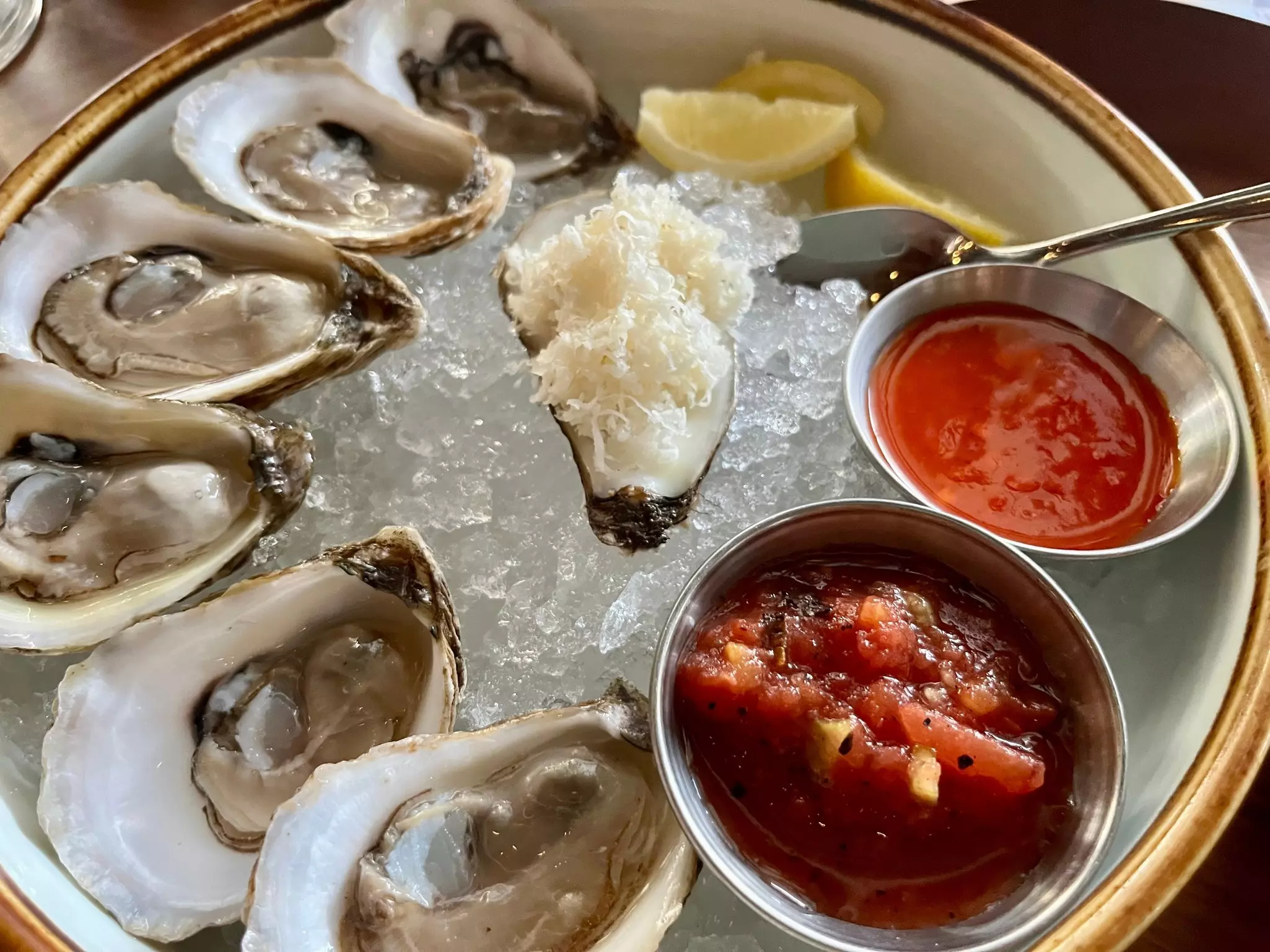 A close-up of oyster shells