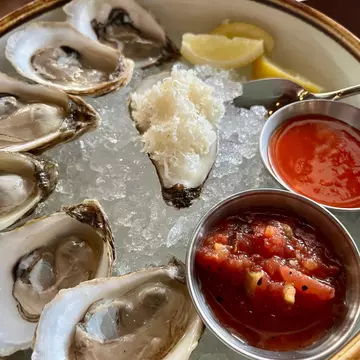 A close-up of oyster shells
