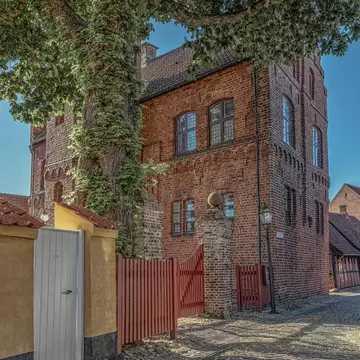 Facade of the Taarnborg building in Ribe was built 1570-80 and was the recidence of Bishop Brorson, Denmark.