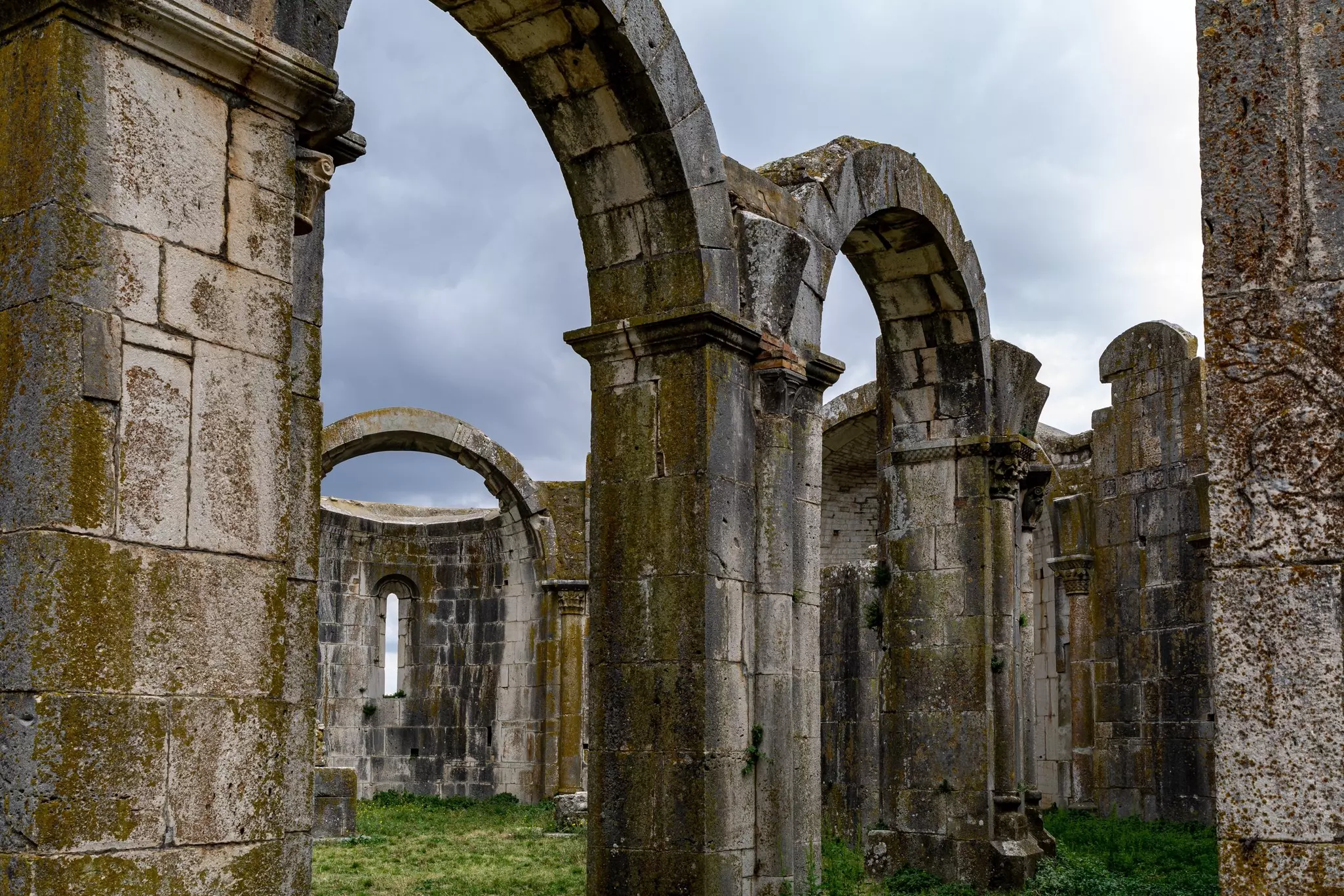 The ruins of a medieval gothic Abbey of the Most Holy Trinity remained unfinished, in the Basilicata region.