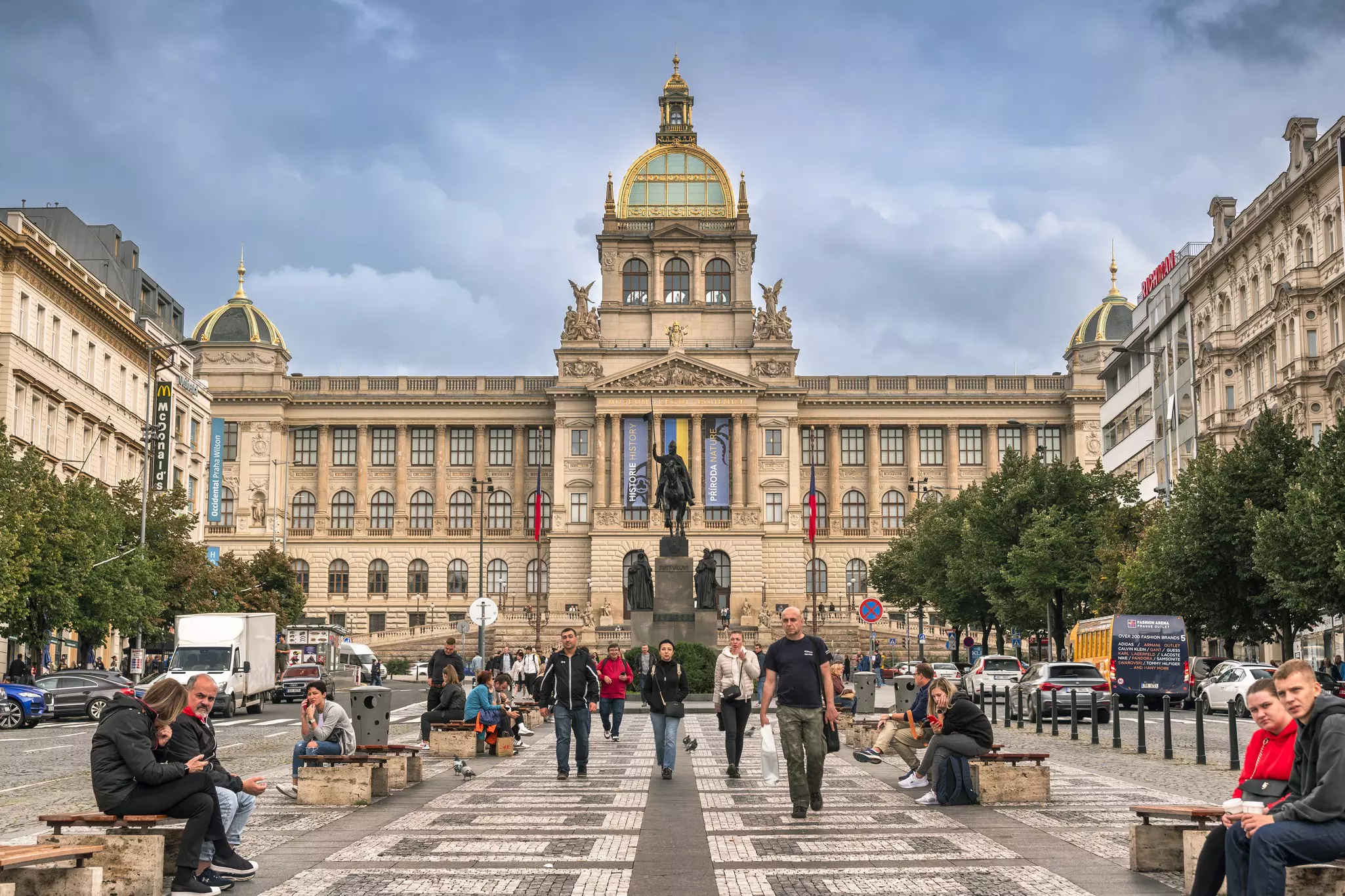 The National Museum in Prague and the statue of Saint Wenceslas in Wenceslas Square