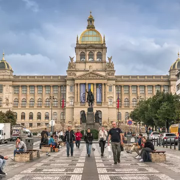 Czech National Museum and statue of Saint Wenceslas on Wenceslas Square public boulevard and centre of the business and cultural communities in the New Town Prague Czechia Europe