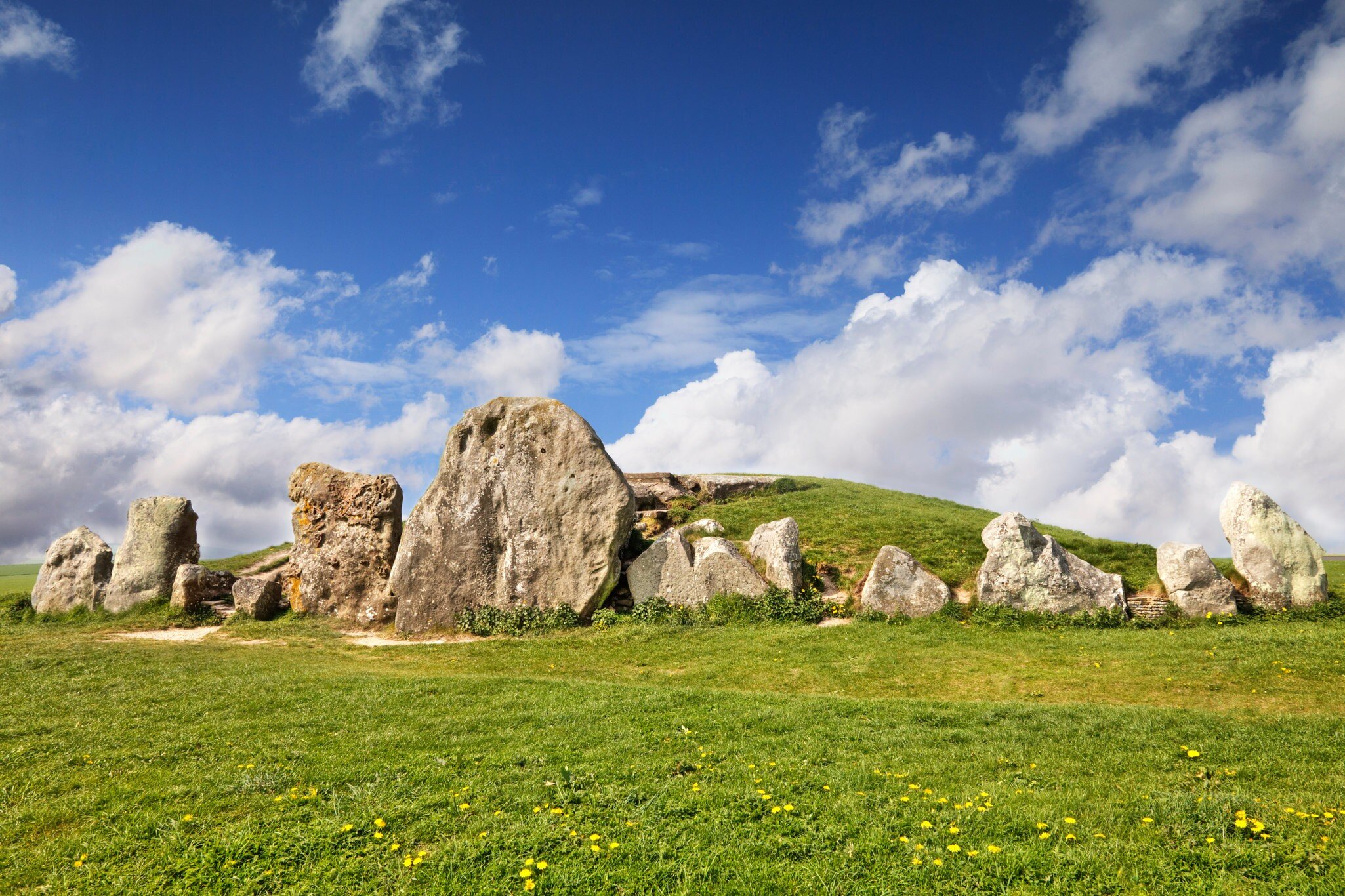 The West Kennet Long Barrow is part of the Avebury Neolithic complex in Wiltshire.