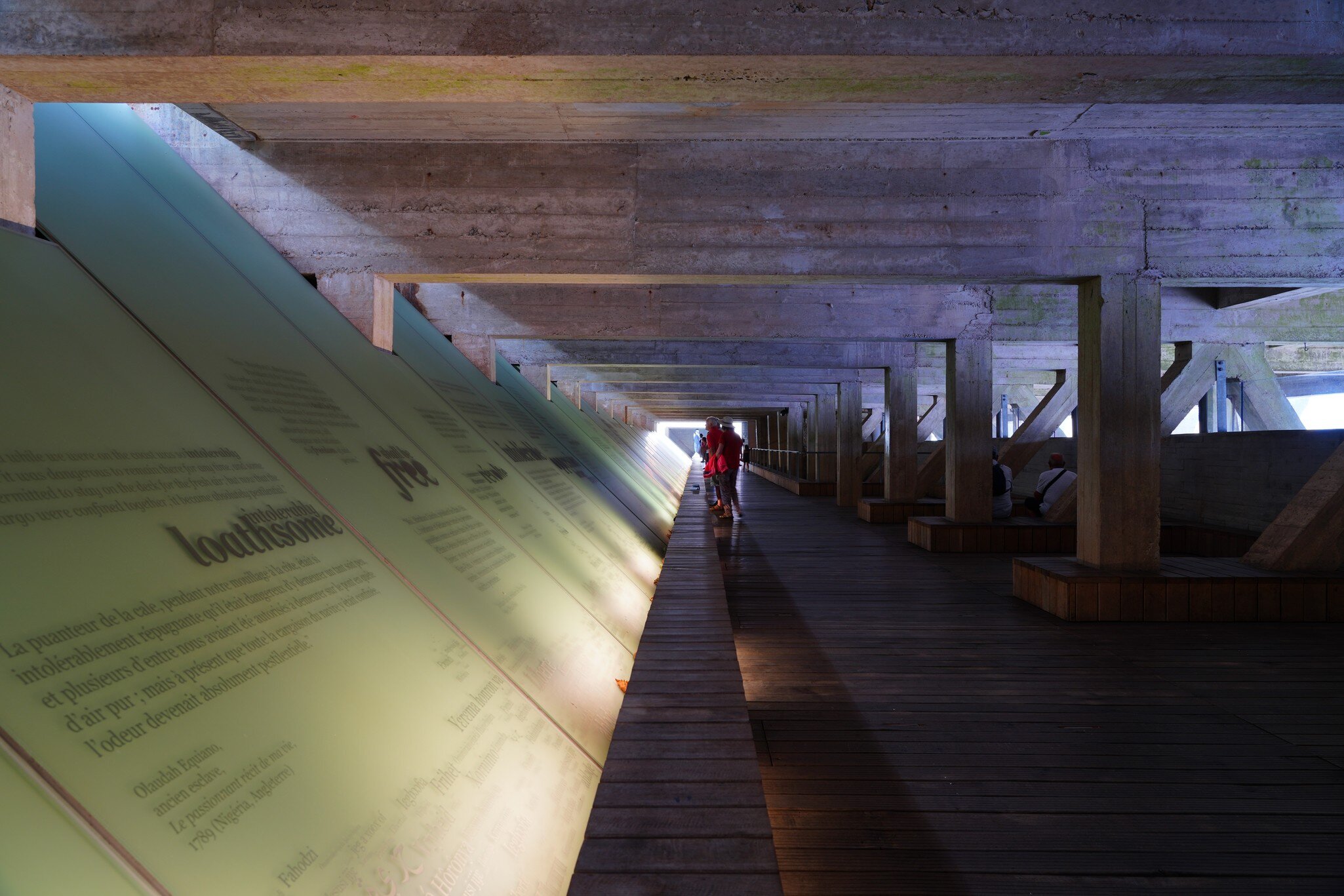View of the Memorial to the Abolition of Slavery about French slave trade on the Quai de la Fosse in downtown Nantes, France.  