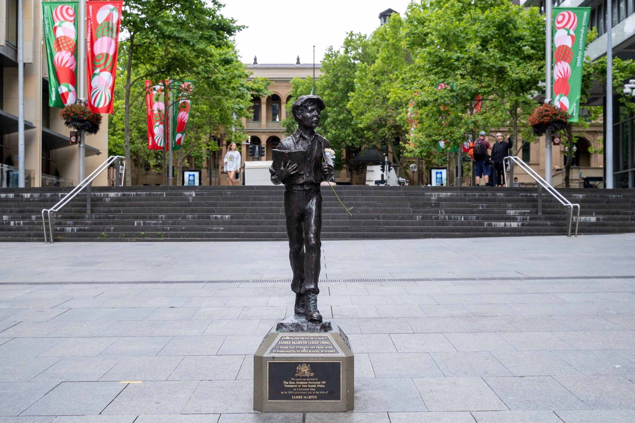 Sir James Martin statue at Martin Place in Sydney, Australia.