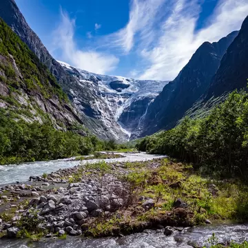 Beautiful Nature Norway natural landscape. Glacier Kjenndalsbreen.; Shutterstock ID 557233348;