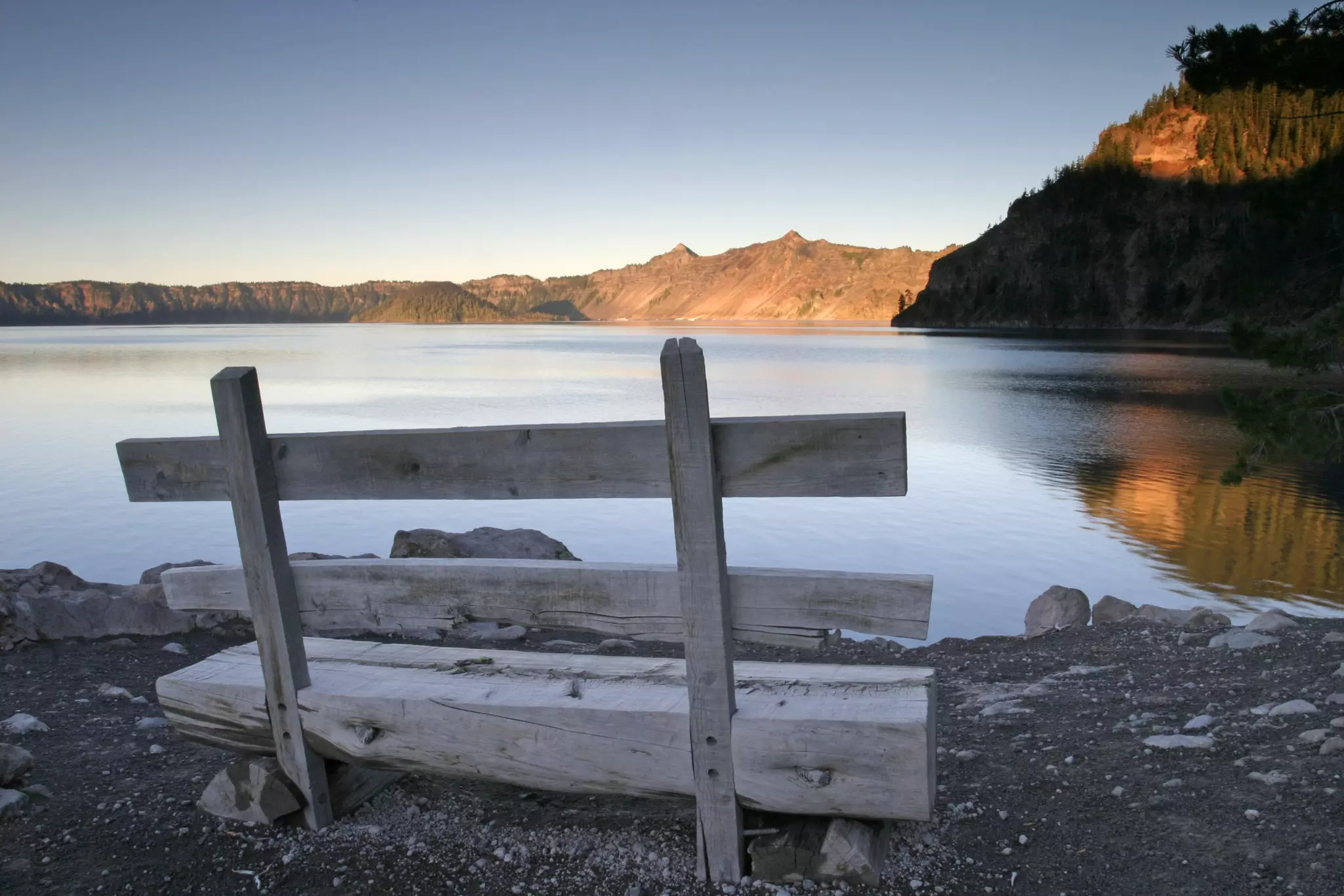 Wizard Island and West Rim, from Cleetwood Cove, Crater Lake National Park, Oregon, USA