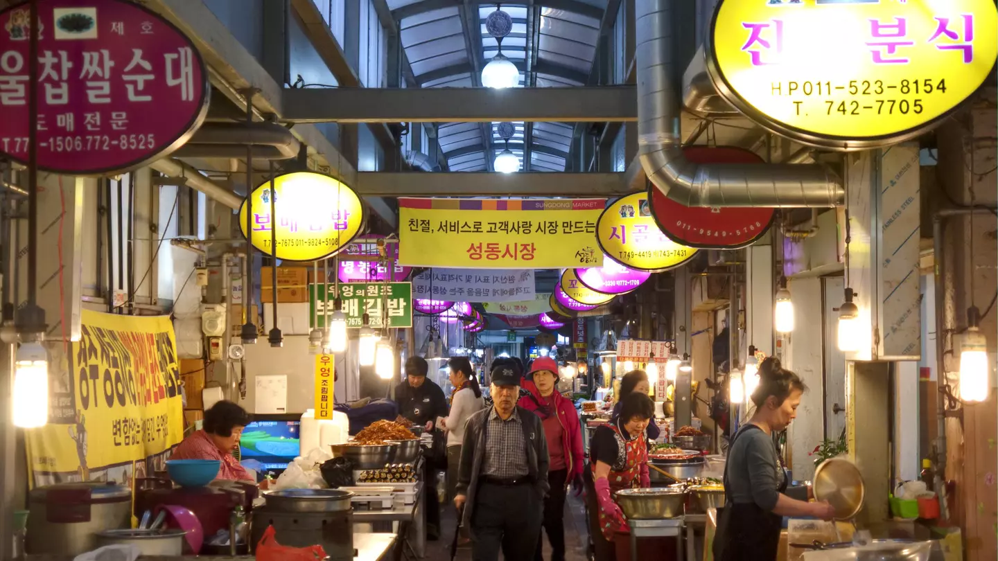 A local market prepares to open for the day in Gyeongju, South Korea
