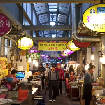 A local market prepares to open for the day in Gyeongju, South Korea