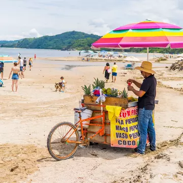 A man sells fruit on the beach in Sayulita. Roaming Pictures/Shutterstock