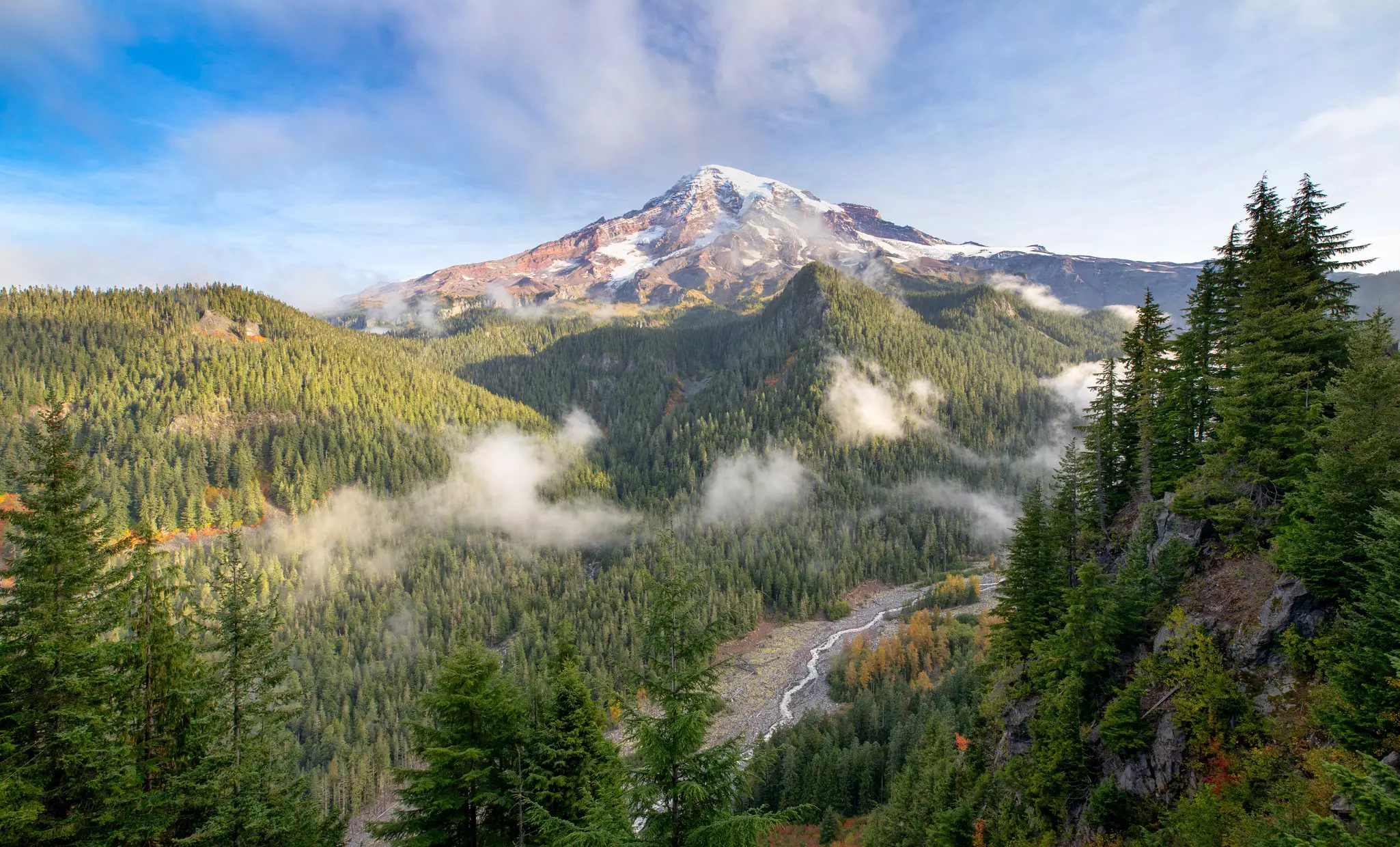 View of Mt. Rainier and the Nisqually River. Paula Cobleigh/Shutterstock