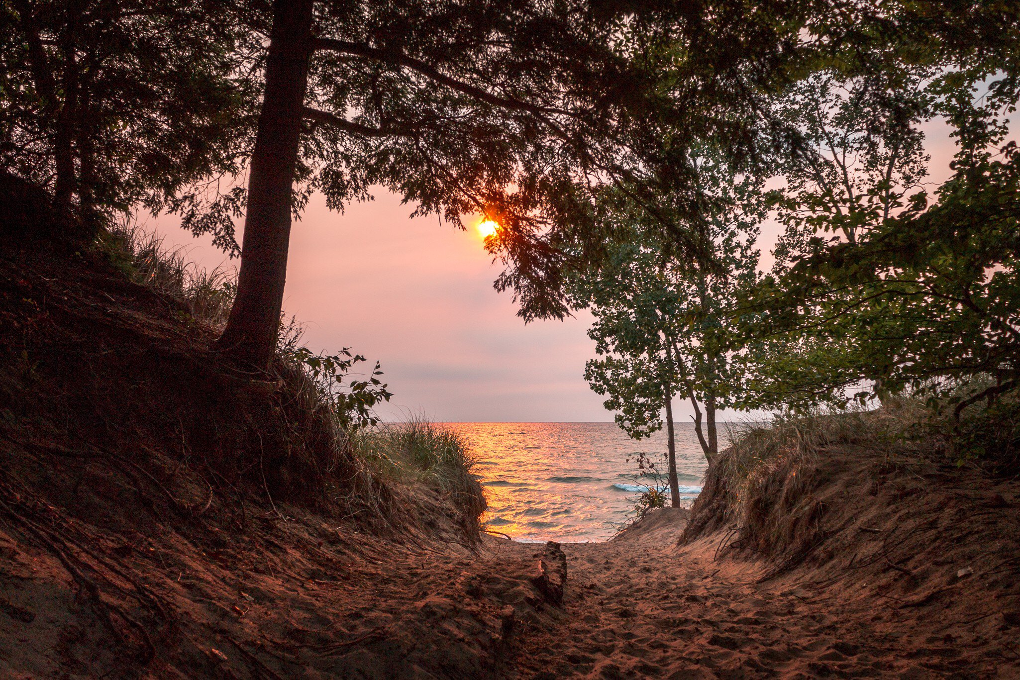 Sunset at Oval Beach near Saugatuck.