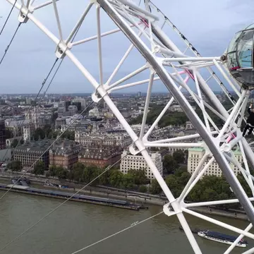 A man dressed as Britain's most famous secret service agent, James Bond, is silhouetted against the London skyline as he climbs the outside of a pod on the lastminute.com London Eye, the landmark tourist attraction in central London, ahead of the world premiere of No Time To Die, the latest instalment in the Bond franchise. Picture date: Tuesday September 28, 2021. (Photo by Steve Parsons/PA Images via Getty Images)
1235547302