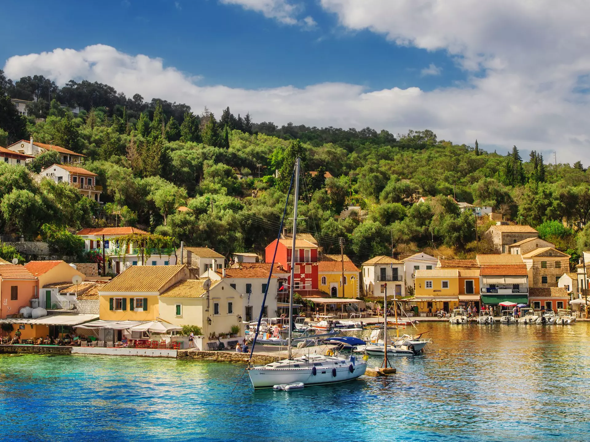 The village of Longos, Paxos island, Greece