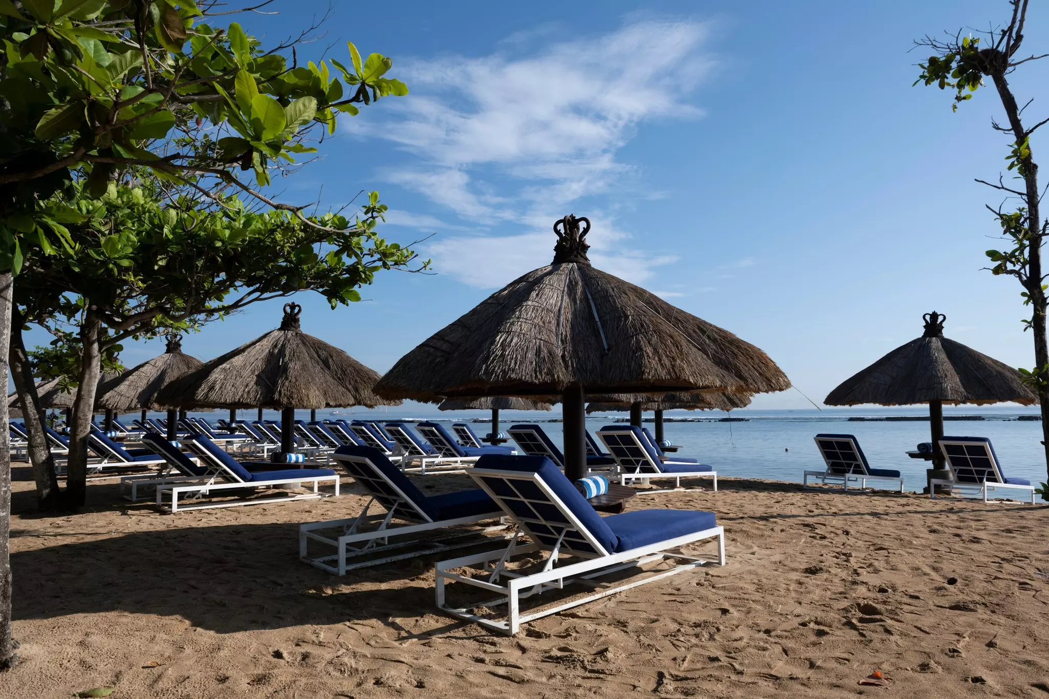 Sun Loungers on Sanur Beach Bali.