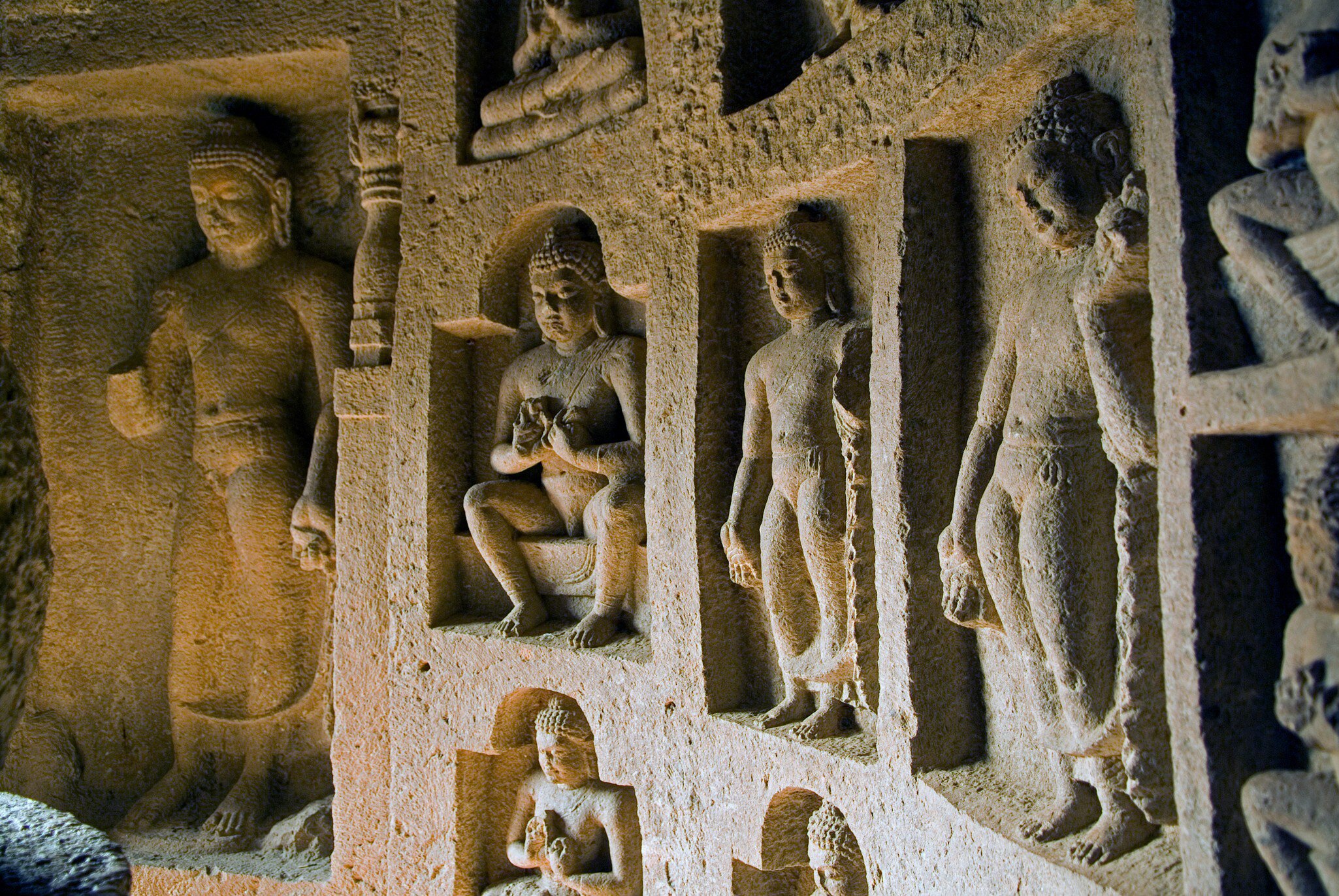Relief Sculptures in Kanheri Caves. Mumbai, India.