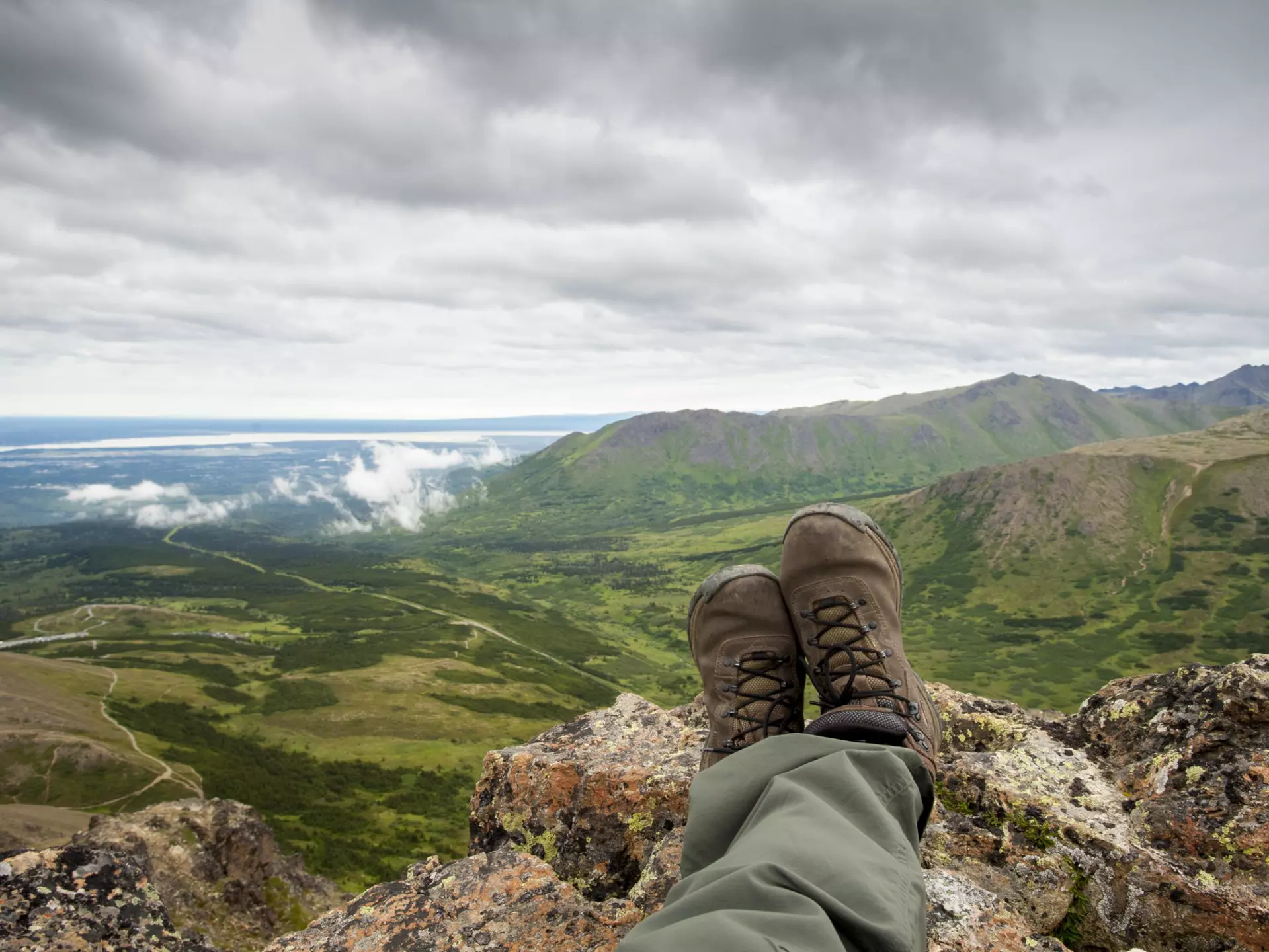 Climbers legs and feet on top of Flat Top Mountain trail, near Anchorage AK, Chugach Mountains.,Climbers legs and feet on top of Flat Top Mountain trail, near Anchorage AK, Chugach Mountains.. (Photo by: Edwin Remsburg/VW Pics via Getty Images)
687658322
activity, alaska, health, man, male, climber, anchorage, chugach, peaceful, tranquil, isolation, shoes, feet, color
