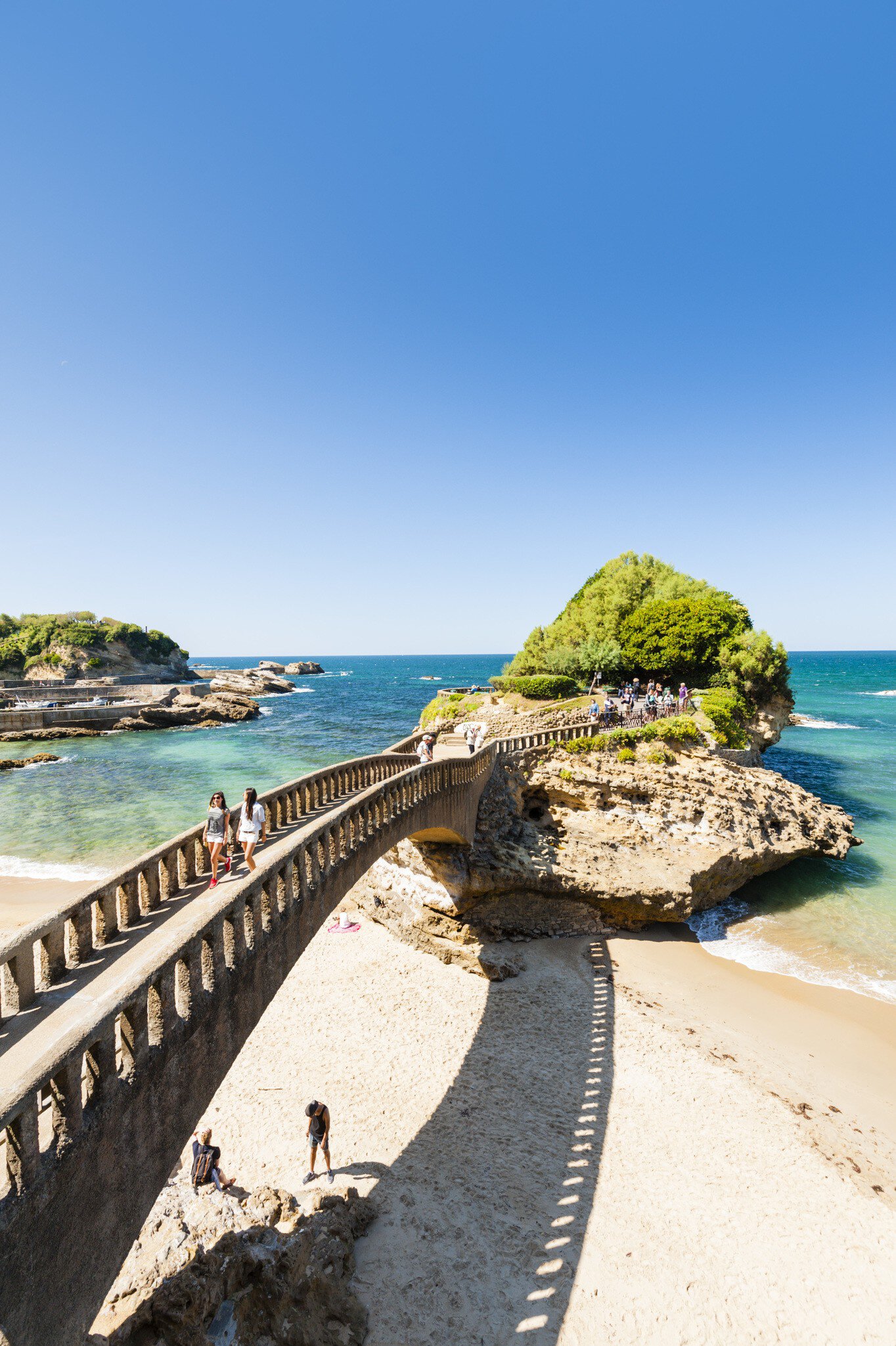 Walkway to Rocher du Basta in Biarritz, France.