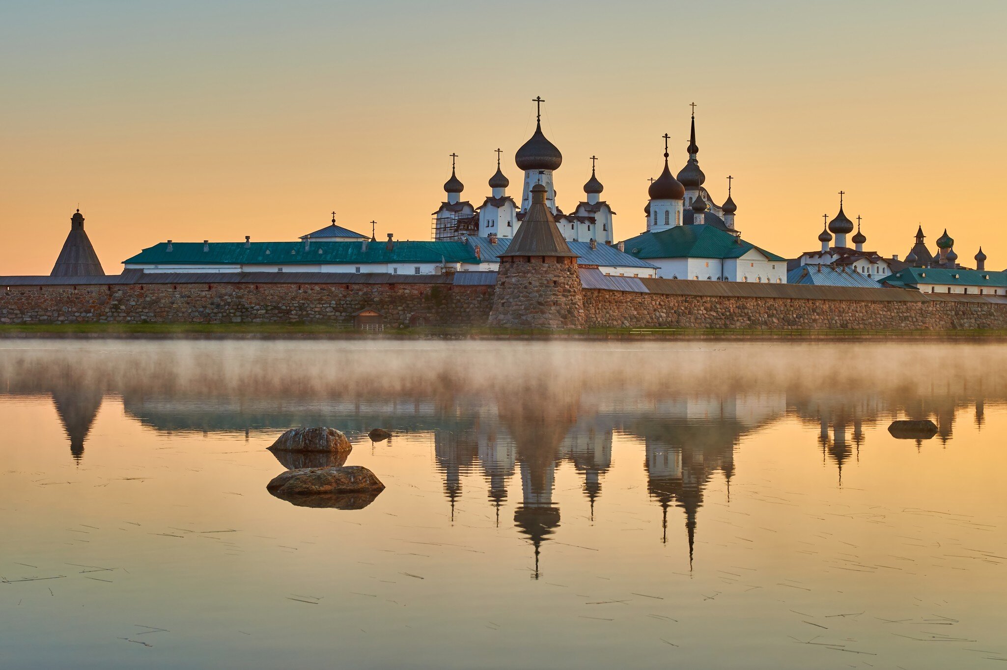 Solovetsky Spaso-Preobrazhensky Transfiguration Monastery (iconic view, Solovki Kremlin). White Sea, Russia, Arkhangelsk region, Solovki island; Shutterstock ID 1737751220; your: Sloane Tucker; gl: 65050; netsuite: Online Editorial; full: POI