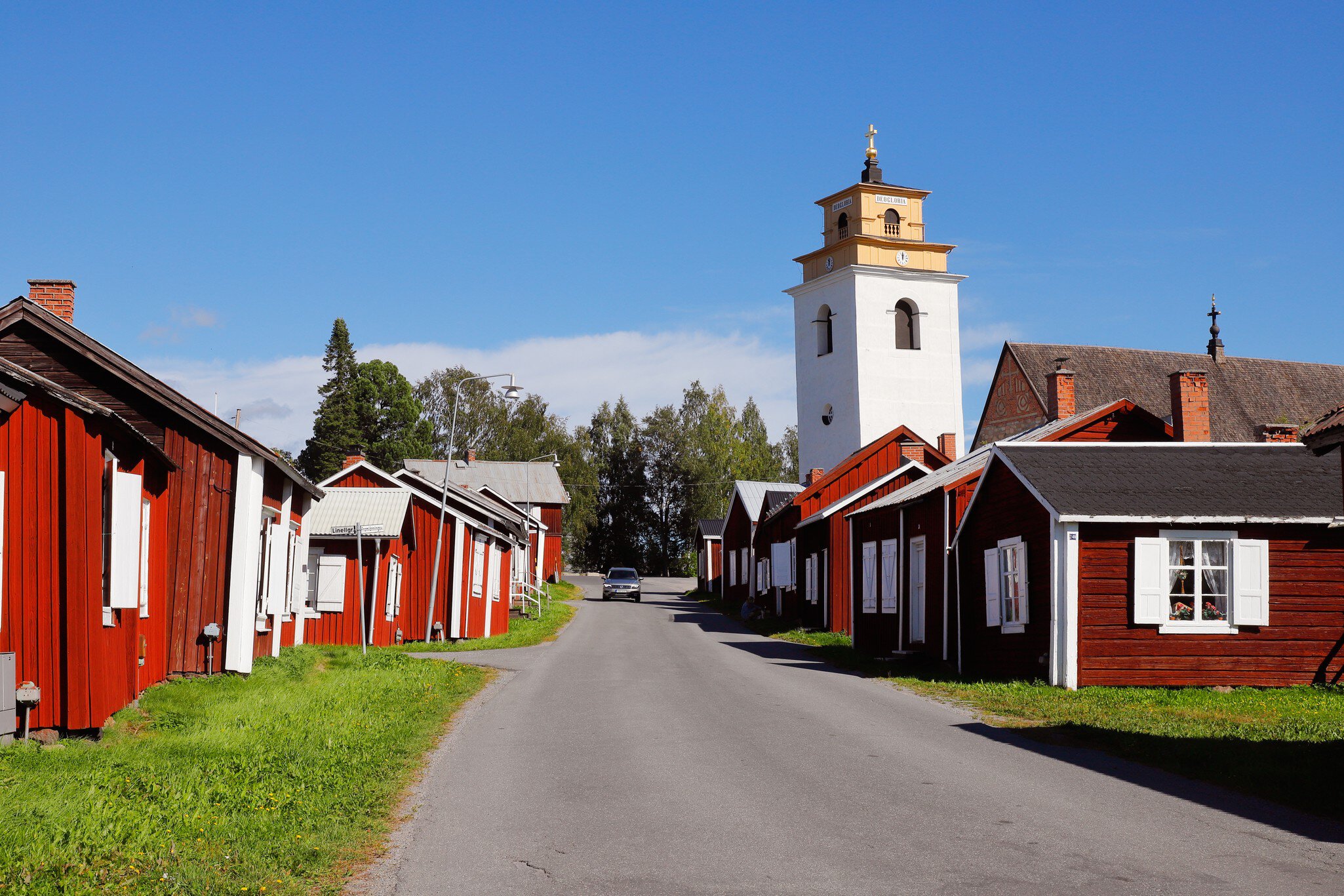 Gammelstad, Sweden - August 25, 2020: View of the Gammelstad old church town UNESCO world heritage near Lulea.