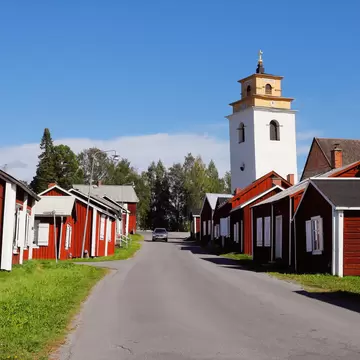 Gammelstad, Sweden - August 25, 2020: View of the Gammelstad old church town UNESCO world heritage near Lulea.