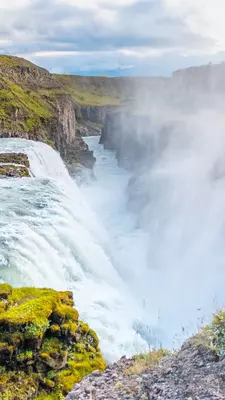 Gullfoss ('Golden Falls'), waterfall located in the canyon of the Hvítá river in southwest Iceland. 