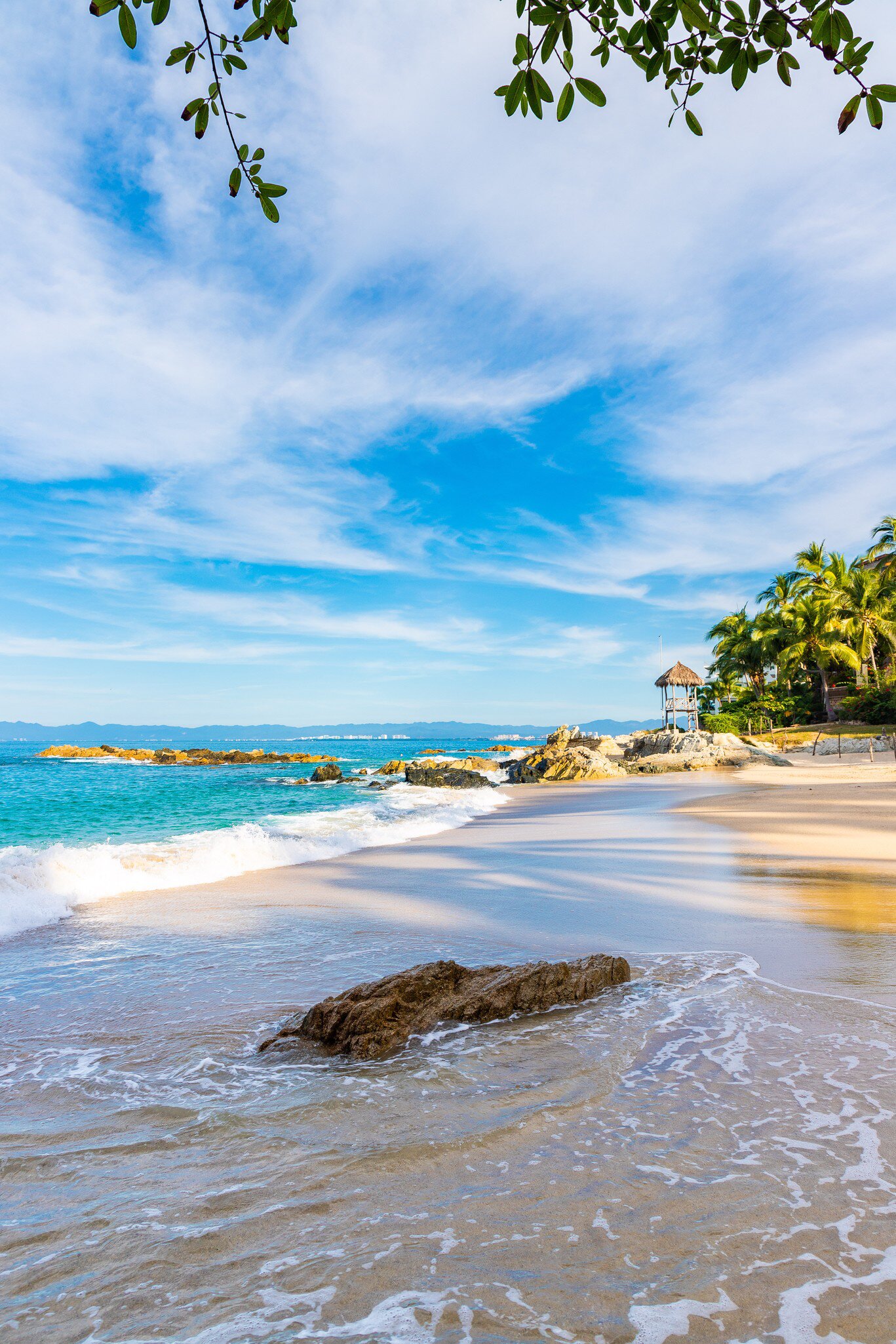 Morning view of at Playa Conchas Chinas in Puerto Vallarta, Mexico.