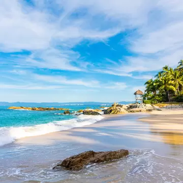 Morning view of at Playa Conchas Chinas in Puerto Vallarta, Mexico.