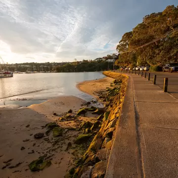 Sunset view along Clontarf Beach coastline. Sydney, Australia.