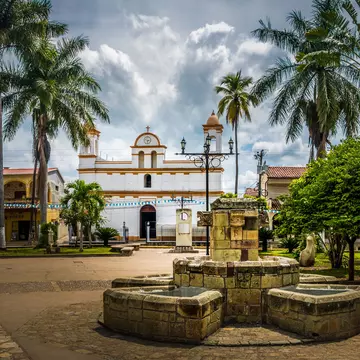 A church in the main square of Copán Ruinas in Honduras.