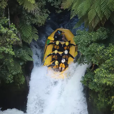 Lonely Planet editor Melissa Yeager white-water rafting on the Kaituna River in Rotorua, New Zealand (Aotearoa). 