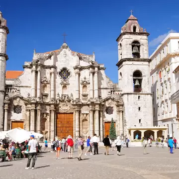 December 23, 2012: Dominating Plaza de la Catedral in Old Havana is Catedral San Cristobal, built between 1748 and 1777.
135480458
old, city, trip, cuba, tower, latin, cuban, street, square, travel, habana, church, temple, voyage, tropic, belfry, facade, history, tourist, spanish, classic, tourism, antique, vintage, baroque, landmark, building, historic, holidays, hispanic, religion, colonial, monument, vacation, american, cathedral, religious, caribbean, beautiful, destination, la habana, traditional, bell tower, architecture, habana vieja, south america, latin america, historic center, plaza de la catedral