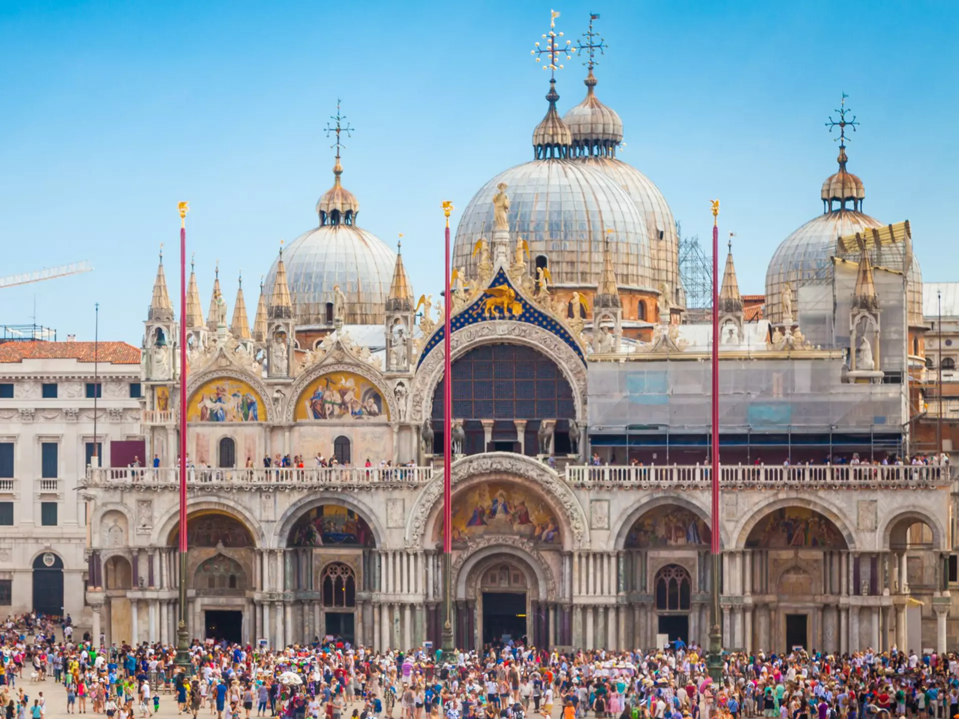 View of the Basilica di San Marco on Piazza San Marco in Naples, Italy.