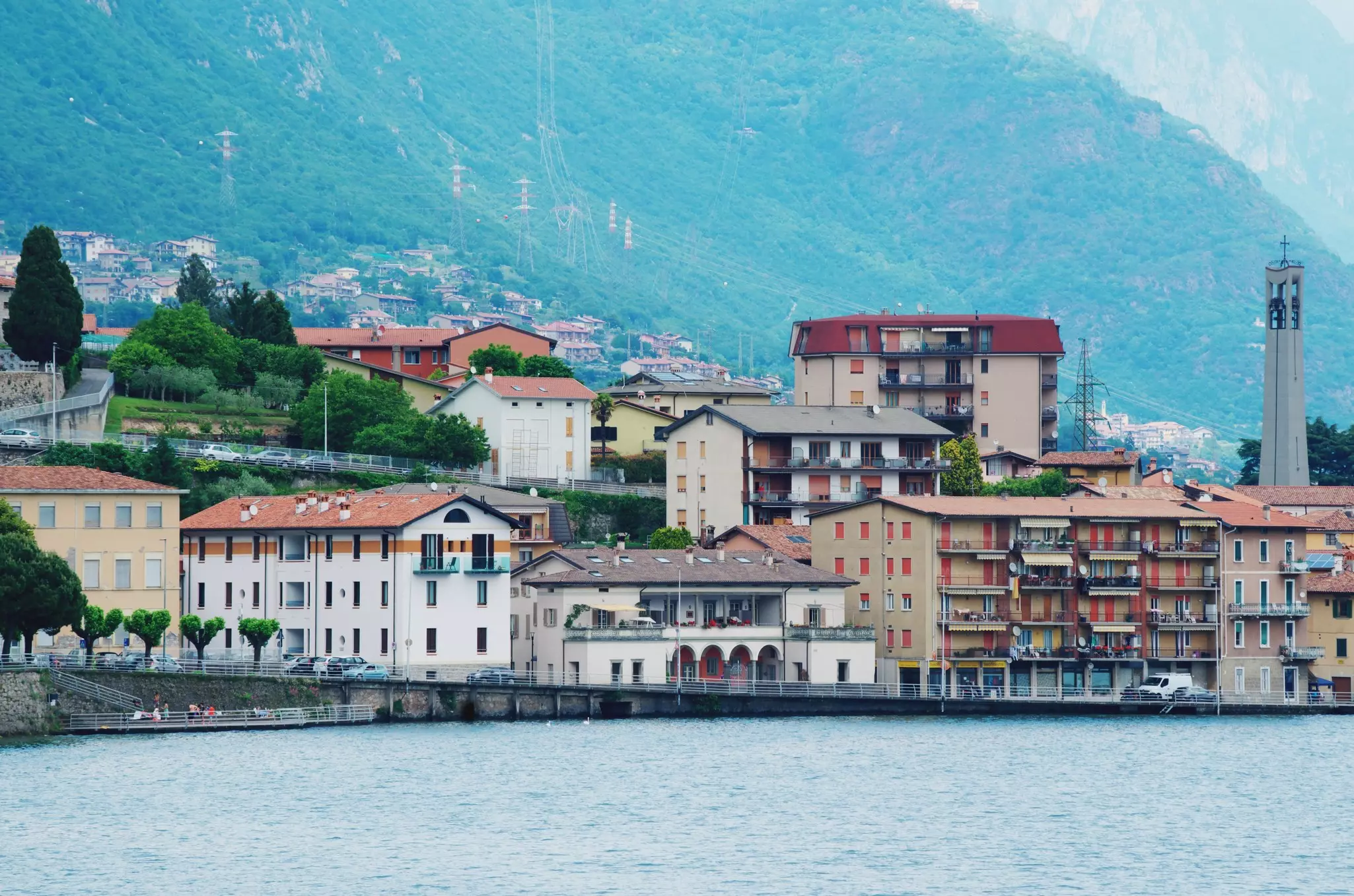 View of the town of Lovere on the shore of Lake Iseo, Italy