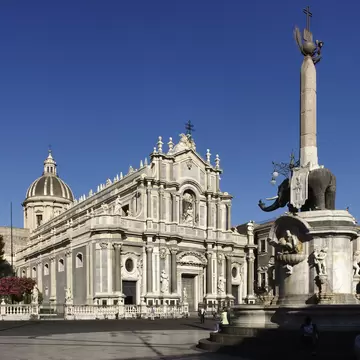 Fontana dell'Elefante and Saint Agatha cathedral, Piazza del Duomo, Catania, Sicily, Italy