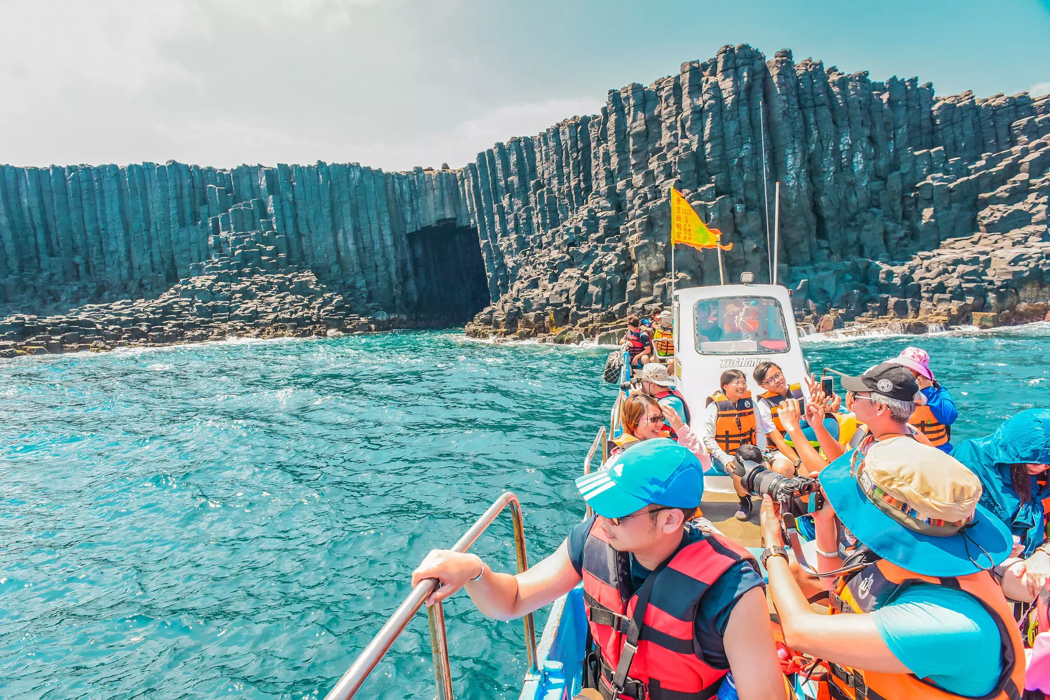 Take a boat trip out to get a close look at the basalt columns along Penghu's coastline © weniliou / Shutterstock
