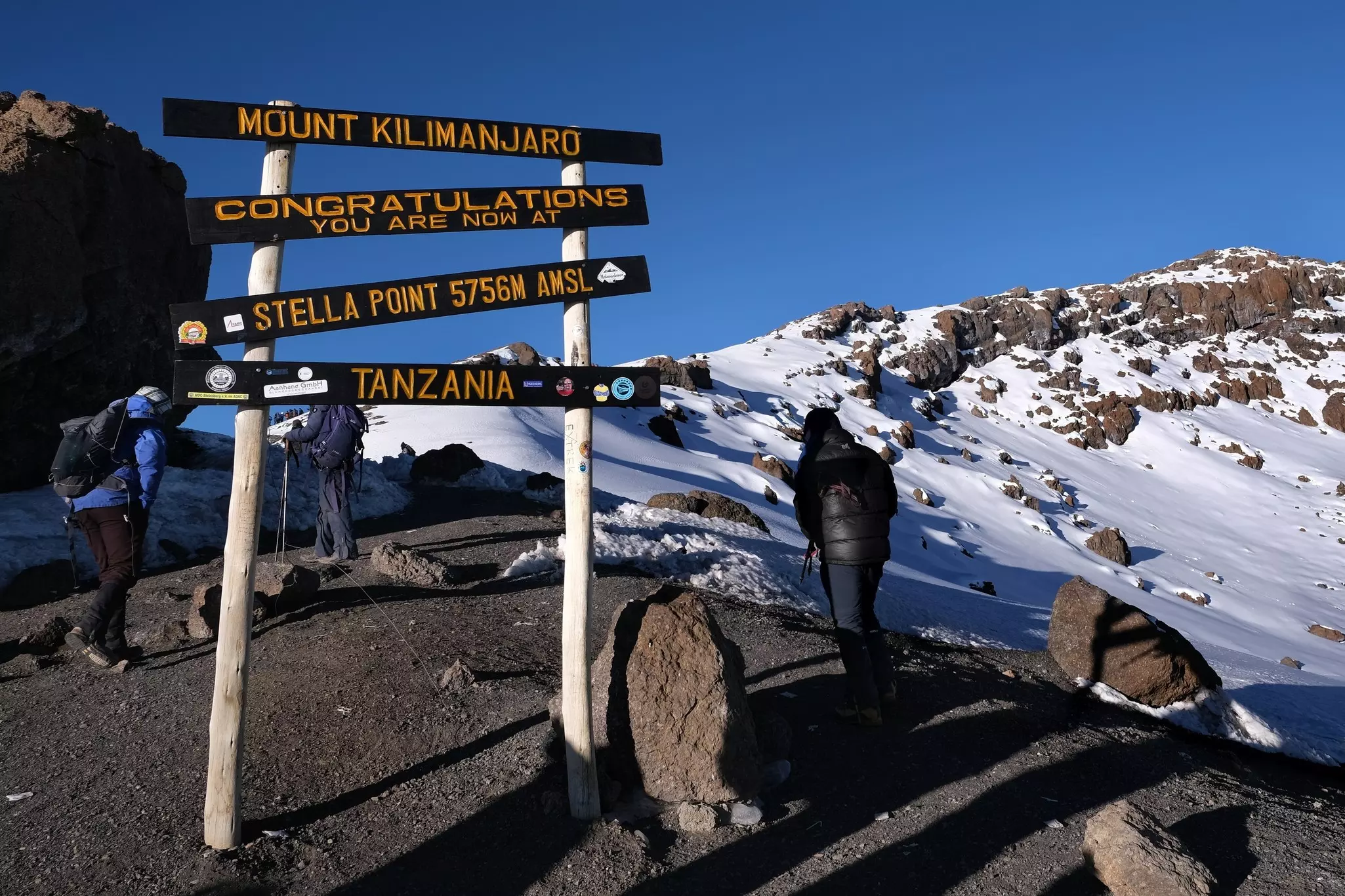 Sign for the peak at Mt Kilimanjaro, Tanzania