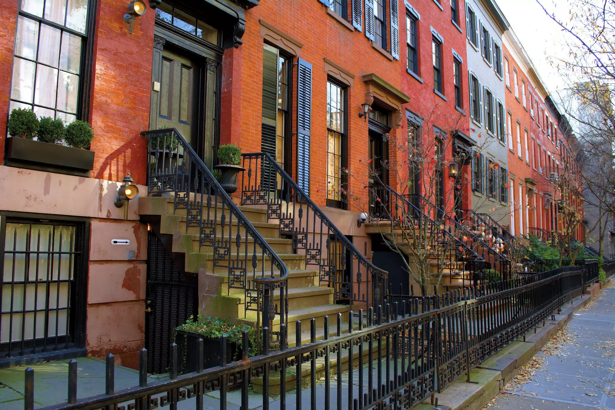 Facades of houses in Greenwich Village.
