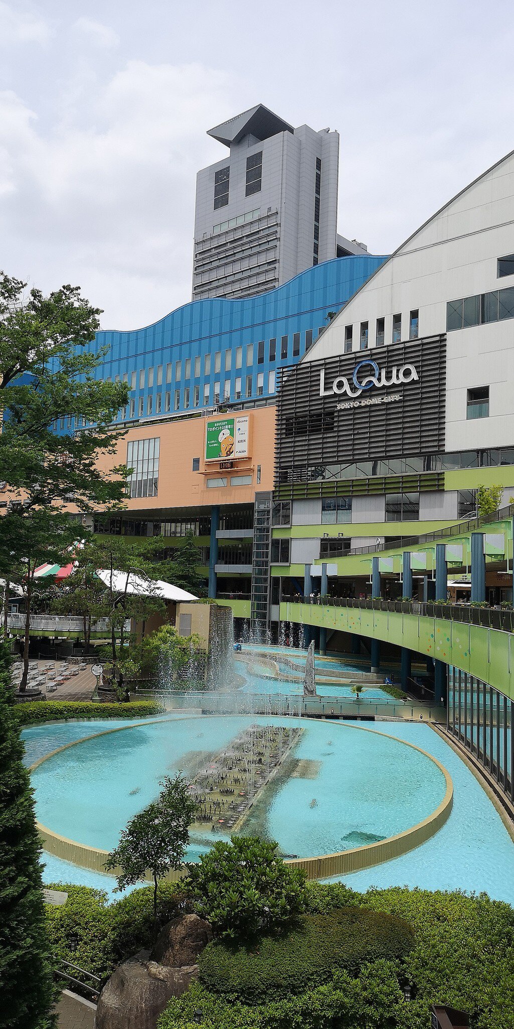 Bunkyo City, Japan- Jun 12, 2019: Part of Tokyo Dome attraction facilities is the LaQua, which is a commercial complex making up of spa facilities, a shopping mall "Shop&Restaurant" and greenery.   License Type: media  Download Time: 2022-01-07T13:43:08.000Z  User: gwencotter  Is Editorial: Yes  purchase_order:   