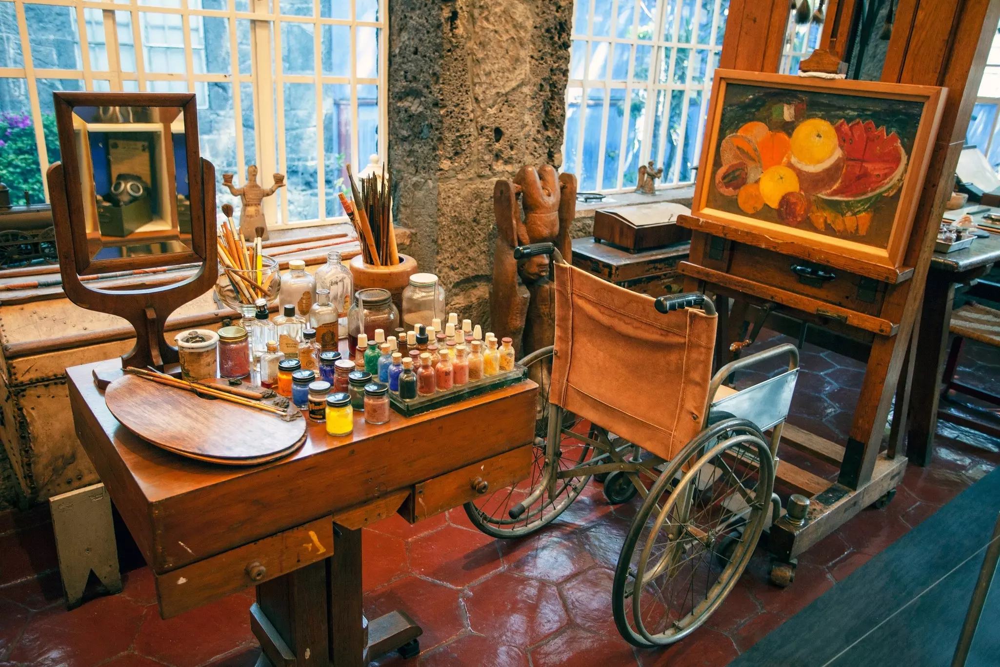 Work room in Casa Azul, a historic house and art museum dedicated to the life and work of Mexican artist Frida Kahlo