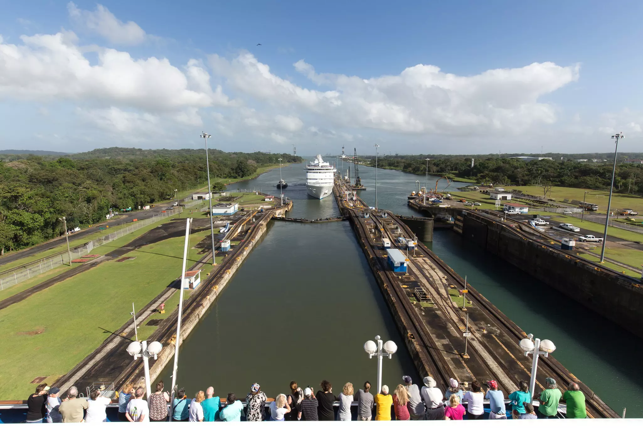 Looking down to Gatun Locks, which lifts ships up 25m (85 ft) on the Panama Canal © Daisuke Kishi / Getty Images