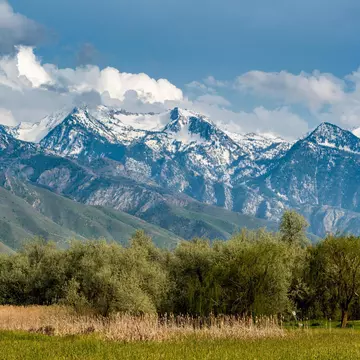 View of Wasatch Mountains from Wheeler Farm, Murray, Utah